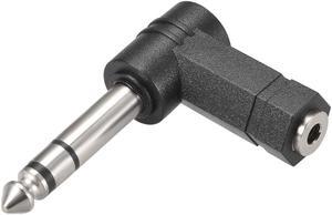 6.35mm Male to 3.5mm Female Connector 90 Degree Stereo Audio Video AV TV Power Adapter