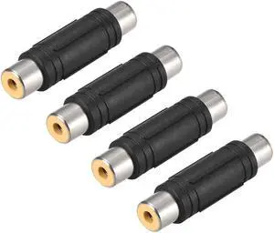 RCA Female to Female Connector Stereo Audio Video Cable Adapter Coupler Black 4Pcs