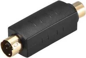 RCA Female to S-Video 4 Terminal Male Connector Stereo Audio Video Cable Adapter Coupler Black