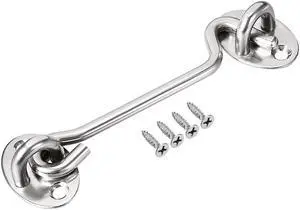 4" Cabin Hook Eye Latch Gate Door Swivel Window Hook Stainless Steel with Mounting Screws 1pcs