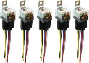 DC 24V 80A SPDT Automotive Car Relay 5 Pin 5 Wires w/ Harness Socket Plug 5pcs