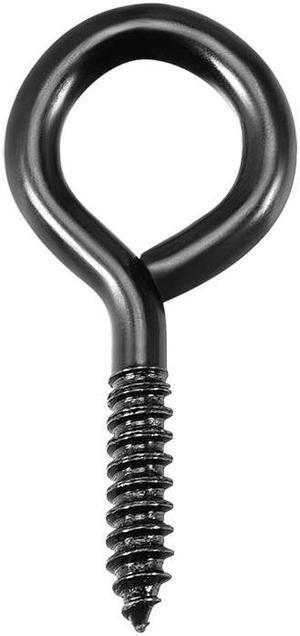 0.9" Screw Eye Hooks Self Tapping Screws Screw-in Hanger Eye-Shape Ring Hooks Black 60pcs