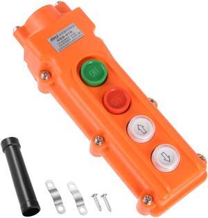 Rainproof Hoist Crane Pendant Control Station Push Button Switch Up Down On Off Orange