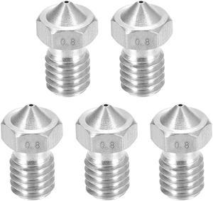 0.8mm 3D Printer Nozzle, Fit V6 Extruder Head, for 1.75mm Filament Stainless Steel 5pcs