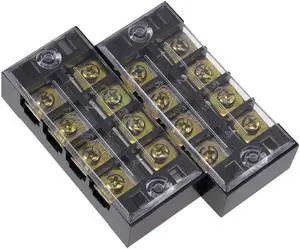2 Pcs Dual Rows 4 Positions 600V 25A Wire Barrier Block Terminal Strip TB-2504L