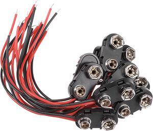 20pcs DC 9V Battery Clip I-Type Soft Buckle Connector Lead Wire 10cm Long