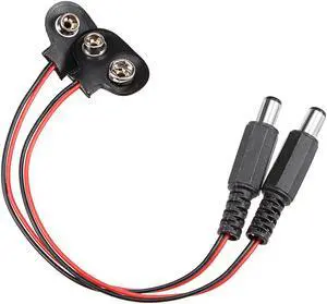 2pcs DC 9V Battery Clip T-Type Soft Buckle w DC Connector  Lead Wire 15cm Long