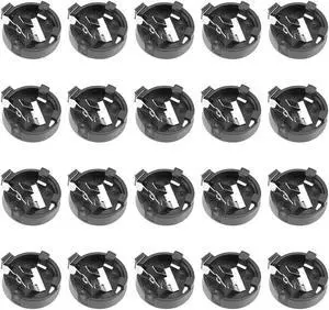 20Pcs 3V CR1200 2 Terminals Horizontal Coin Button Battery Holder Socket Black Container Case