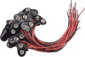 30pcs DC 9V Battery Clip T-Type Soft Buckle Connector Lead Wire 15cm Long