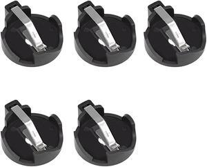 5 Pcs 2 Terminals Round Horizontal Coin Button Battery Holder Black for CR2032