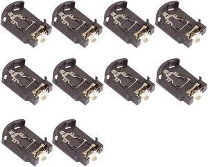 10 Pcs CR2032 Horizontal Coin Button Battery Holder Brown Container Case