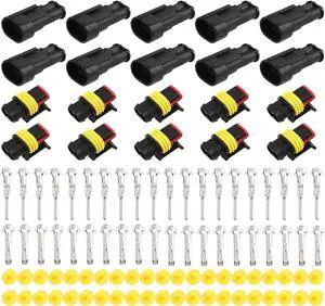 2 Pins Way Car Waterproof Automotive Electrical Connector Terminal 10 Sets