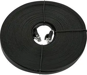 Monoprice Cat5e Ethernet Patch Cable - 100 Feet - Black | Network Internet Cord - RJ45, Flat,Stranded, 350Mhz, UTP, Pure Bare Copper Wire, 30AWG
