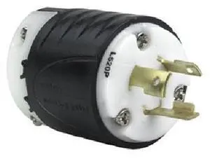 Pass & Seymour - 20 Amp - Nema L520P - 3 Wire - 125v - Black Back, White Front Body