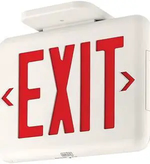 Dual Lite - EVEURWE LED Emergency Exit Sign Single/Double Face, Red Letter, White Housing