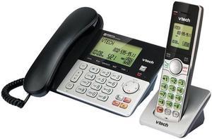 Vtech VTCS6949 Corded & Cordless 2-Handset Telephone System with Dual Caller ID, Black