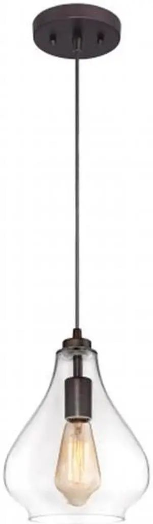 Westinghouse 6102600 One Light Bronze with Glass Adjustable Mini Pendant, 60.25 in.