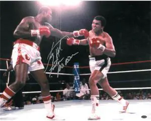 Larry Holmes signed Boxing 16x20 Photo vs Ali w/ Easton Assassin (under the lights)
