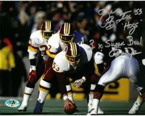 Athlon CTBL-017306 Jeff Bostic Signed Washington Redksins 8 x 10 Photo Dual No.53 HOGS & 3X SB Champs