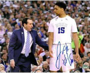Athlon CTBL-016878 Jahlil Okafor Signed Duke Blue Devils Photo No.15 with Mike Krzyzewski - 16 x 20