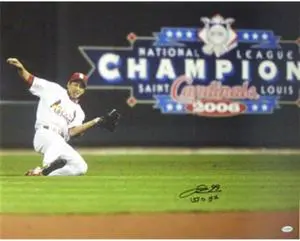 So Taguchi signed St. Louis Cardinals 16x20 Photo Sliding (2006 World Series Champs) English/Japanese
