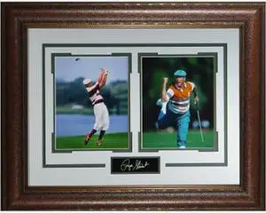 Payne Stewart unsigned 2 Photo Signature Series 21x25 Leather Framed