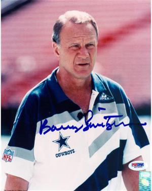 Barry Switzer signed Dallas Cowboys 8x10 Photo (white shirt)- PSA Hologram