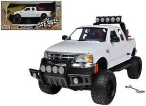 Motormax 79132w 2001 Ford F-150 XLT Flareside Supercab Pickup Truck Off Road White 1-24 Diecast Model