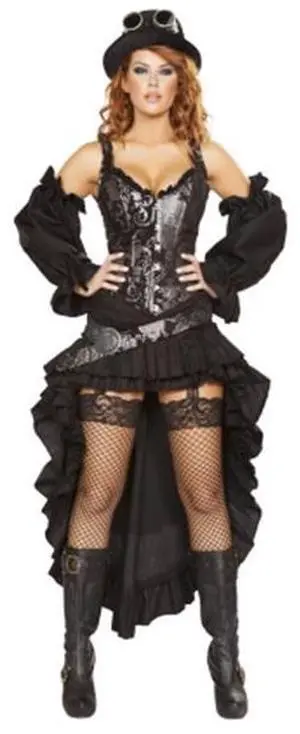 Roma Costume 4647-AS-S 6 Piece Sexy Steampunk Maiden Adult Costume, Black & Silver - Small Roma Costume 4647-AS-S 6 Piece Sexy Steampunk Maiden Adult Costume, Black & Silver - Small