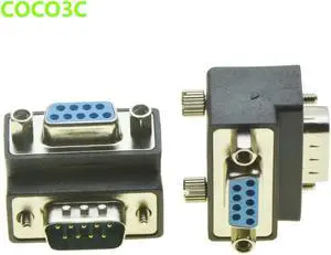 Right Angle DB9 Adapter 9PIN RS232 Male to Female Extension Cable with screws pannel 90 Degree Connector