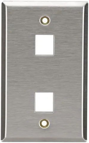 Black Box WP371 Keystone Wallplate - Stainless Steel, Single-Gang, 2-Port Black Box WP371 Keystone Wallplate - Stainless Steel, Single-Gang, 2-Port