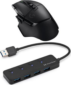 Logitech G502 X Lightspeed Wireless Gaming Mouse (Black) with 4-Port USB 3.0 Hub
