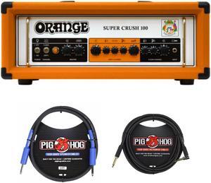 Orange Amps Super Crush 100W Guitar Amplifier Head with Speaker Cable Bundle