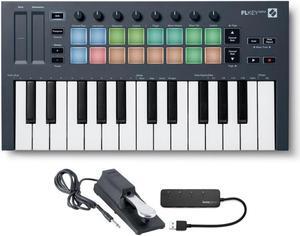 Novation FLkey Mini MIDI Keyboard Controller for FL Studio w/ Pedal and USB Hub