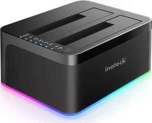 RGB USB 3.0 USB-C Port Hard Drive Docking Station with Offline Cloning, for 2.5/3.5 Inch SATA HDDs and SSDs, 2 x 20TB Dual Bay Docking Station, UASP Supported, SA02003C