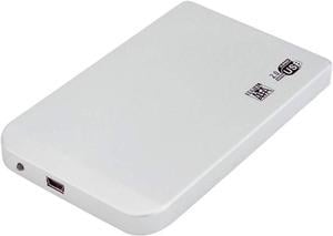 2.5 inch Hard Disk Drive SATA to Mini USB 2.0 Enclosure Tool Free Aluminum Alloy HDD Case Portable External SSD Box Support 2TB (White)