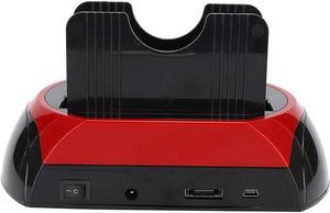 Dual for SATA IDE HDD Docking Station USB Hub for 2.5/3.5 Inch Hard Disk with One Touch Backup Function Black and Red