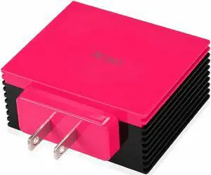 REIKO 4 AMP FOUR PORTS PORTABLE TRAVEL STATION CHARGER IN HOT PINK