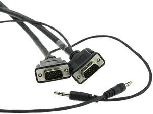 Plenum SVGA Cable w/ Audio, Black, HD15 Male + 3.5mm Male, Coaxial Construction, Shielded, 25 foot