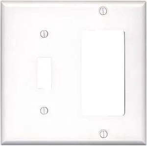 Leviton 80405-W White Two Gang Combination Toggle Switch Decora Wall Plate