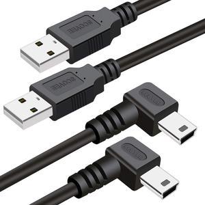 Mini USB Cable 90 Degree 2Pack 6ft for Garmin Nuvi,Canon PowerShot/Rebel/EOS/DSLR/ELPH,Dash Cam,SatNav,Camcorders,Car,Camera USB Cable Right Angle Mini-B Charger Cord Data Sync Charging Adapter