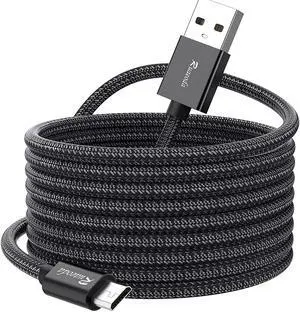 Long Micro USB Cable Android Charger 20ft with Gold-Plated Compatible with PS4 Charger Cable - High Speed 2.0 USB A Male to Micro USB Nylon Braided Cable for Android Phone
