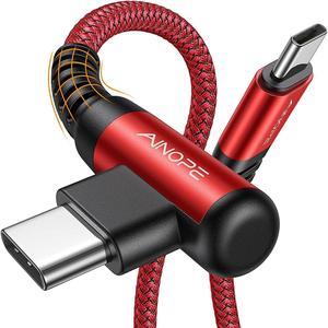 USB C to USB C Cable 60W, [2-Pack 6.6ft] AINOPE USB Type C Fast Charging Cable Right Angle, Compatible with Samsung S21+ S21 S20, Note 20 Ultra 10 9 8, MacBook Air/Pro 13'',iPad Pro/Air 2020,Pixel-Red