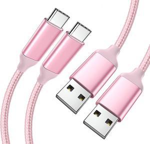 2 Pack 10FT USB Type C Charging Cable Pink Long Android Auto Cable USB A to USB C Quick Charge Cord for Samsung Galaxy S23 S22 S21 S10 S9 S8 A21S A10e Xiaomi Redmi Note 9 8 Moto Z4 Z3
