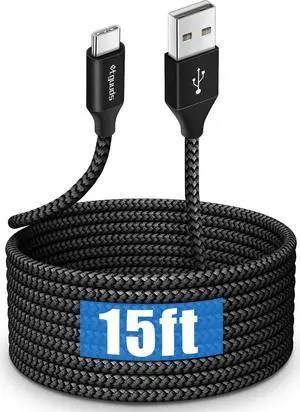 Long USB C Cable 15ft USB 2.0 to USB Type C Cable Fast Charging Nylon Braided Charger Cord Compatible with  Galaxy Note LG Moto Google  Switch Camera and Other USB-C Device