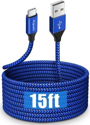 etguuds USB C Cable 15ft, Extra Long USB Type C Cable Fast Charge USB-A 2.0 to USB-C Charger Cable, Premium Nylon Braided Charging Cord - Blue