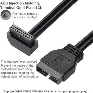 BEYIMEI USB 3.0 Motherboard 20 Pin Extension Cable,USB3.0 Motherboard 19PIN Male to Female Extension Cable High-Speed Connection (The Interface Faces Outward,20cm)