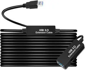 Cable 50 Feet(15 Meter) Active USB 3.0 Extension A-Male to A-Female USB 3.0 Extender with AC Power Adapter Compatible Oculus Rift Xbox PS4 and More Black (Black-50Feet)
