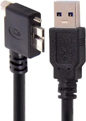 USB 3.0 A Male to Micro B Left Angled 90 Degree Cable with Locking Screws for Nikon D800 D800E D810 5m