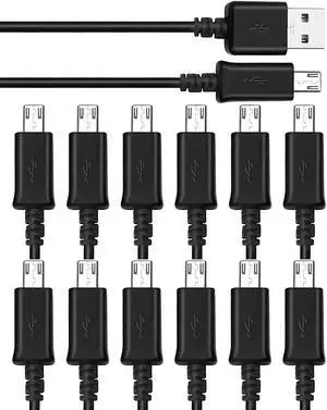 TekSonic [12-Pack] Micro USB Cable Multi Pack Bulk Lot - 1 M/3.3 ft Charging Data Sync Fast Micro USB to USB A Cord for Samsung Galaxy S7 S6 Edge J7 S5 Note 5 4 LG 4 K40 K20 Kindle PS4 Xbox Tablet